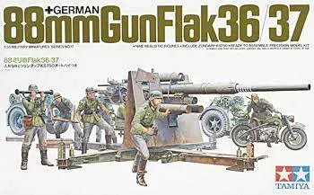 Tamiya - 1/35 German Gun Flak,88mm Plastic Model - 35017