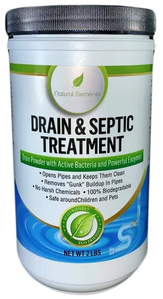 Natural Elements Drain & Septic Treatment | Drains, Septic, RV, Toilets, Grease Traps | Natural, Non-Toxic, and Biodegradable | 2 Lb