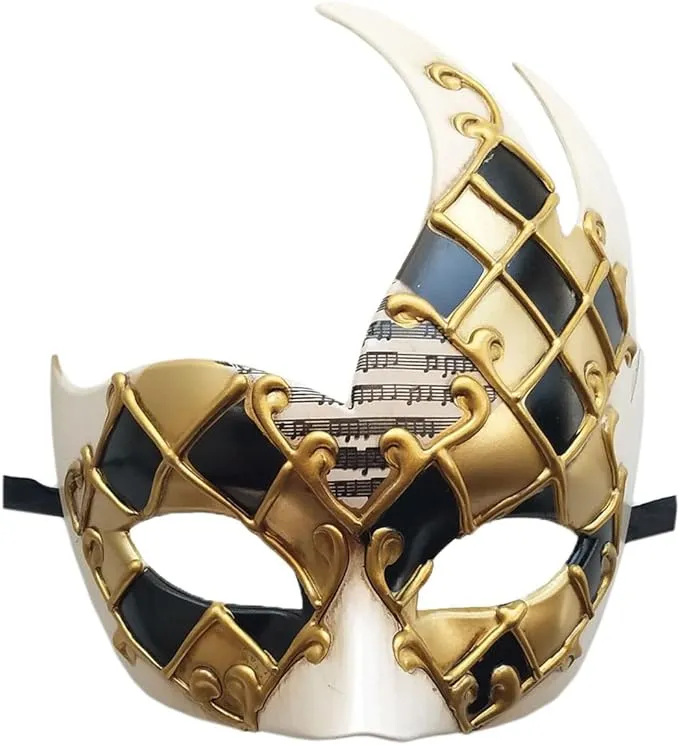 Coolwife Men's Vintage Venetian Checkered Masquerade Mask