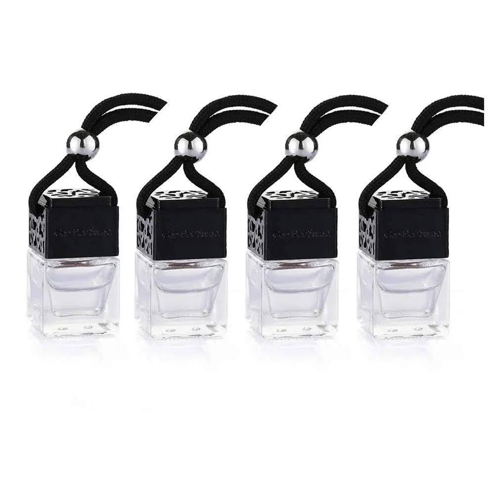 4 Packs Car Essential Oil Diffuser Empty Square Perfume Bottles Hanging Diffuser