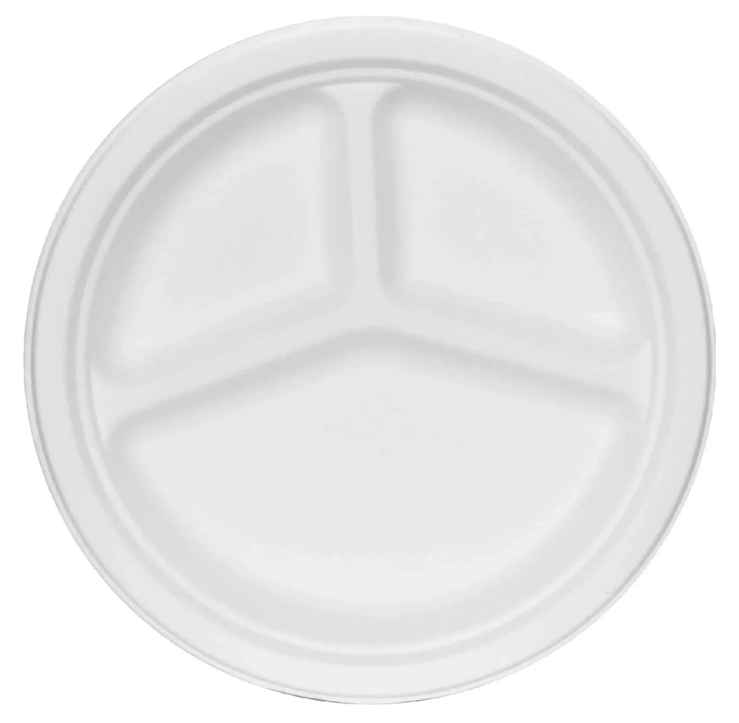 Responsible Products 3-Compartment No-PFAS Added Compostable Molded Fiber Plate, 9 inch -- 500 per case