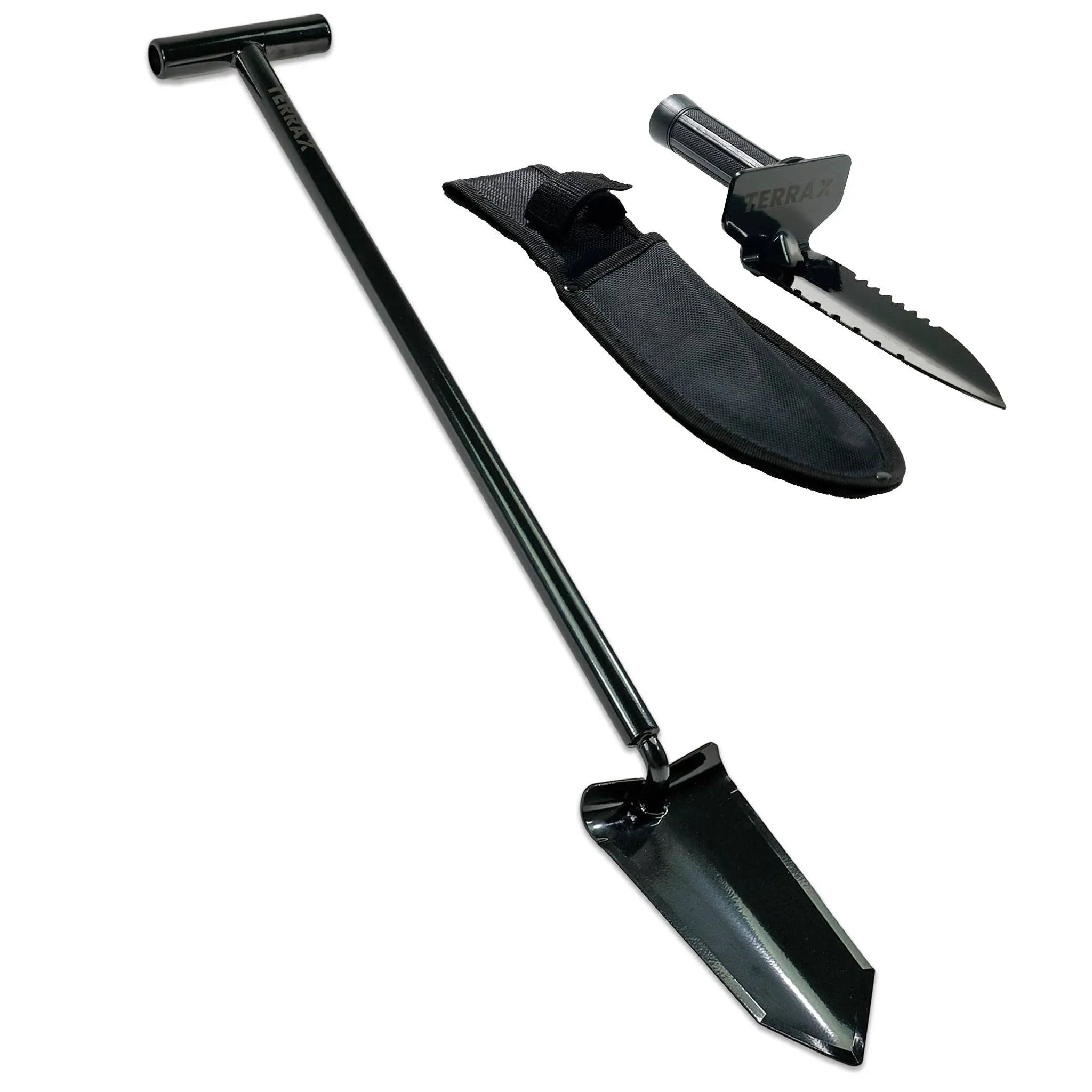 Terrax Master Digger 36" Root Cutting T-Handle Shovel and Double Serrated Hand ...