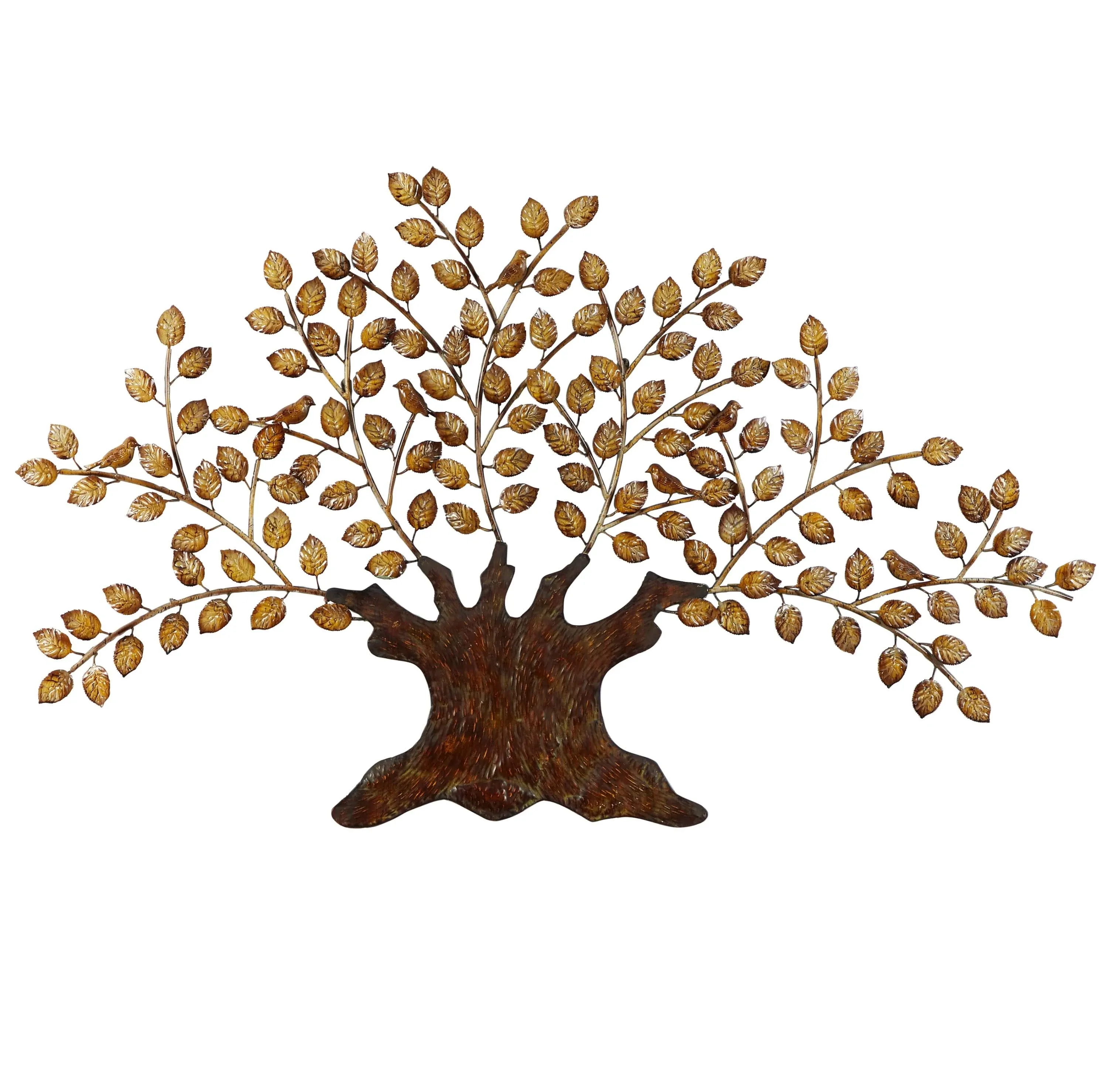 Deco 79 Metal Tree Home Wall Decor Indoor Outdoor Wall Sculpture with Leaves, Wall Art 75" x 3" x 41", Brown