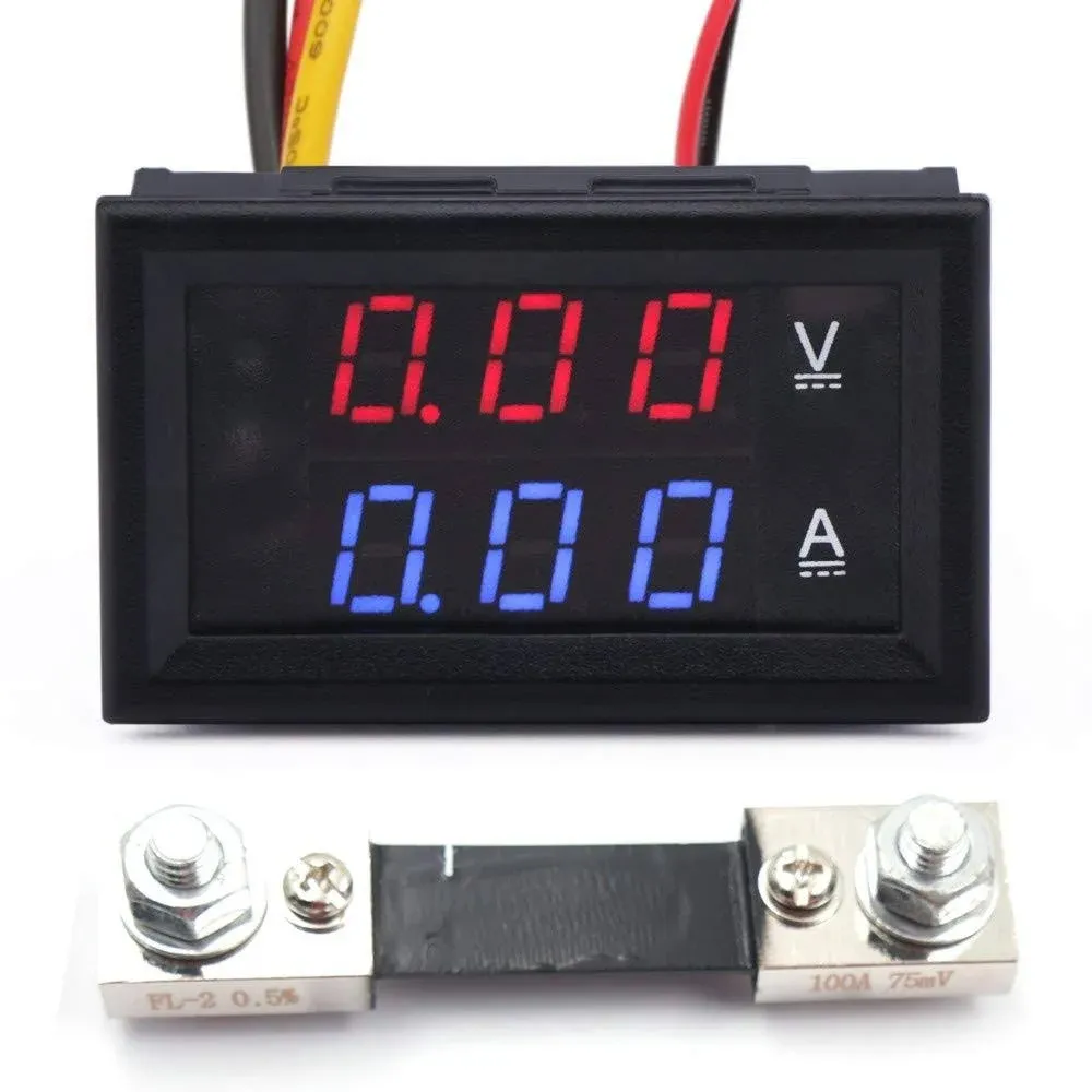 JacobsParts DC 100 V 100 A Voltmeter Amperemeter Dual LED Display Panel Volt Guage Amp Meter Spannungsstromtester mit Shunt