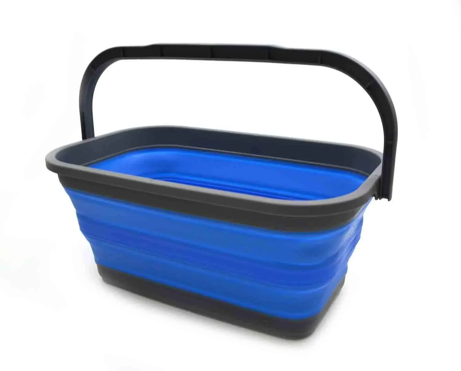 SAMMART 11.6L Collapsible Rectangular Handy Basket/Bucket (Blue, 1)