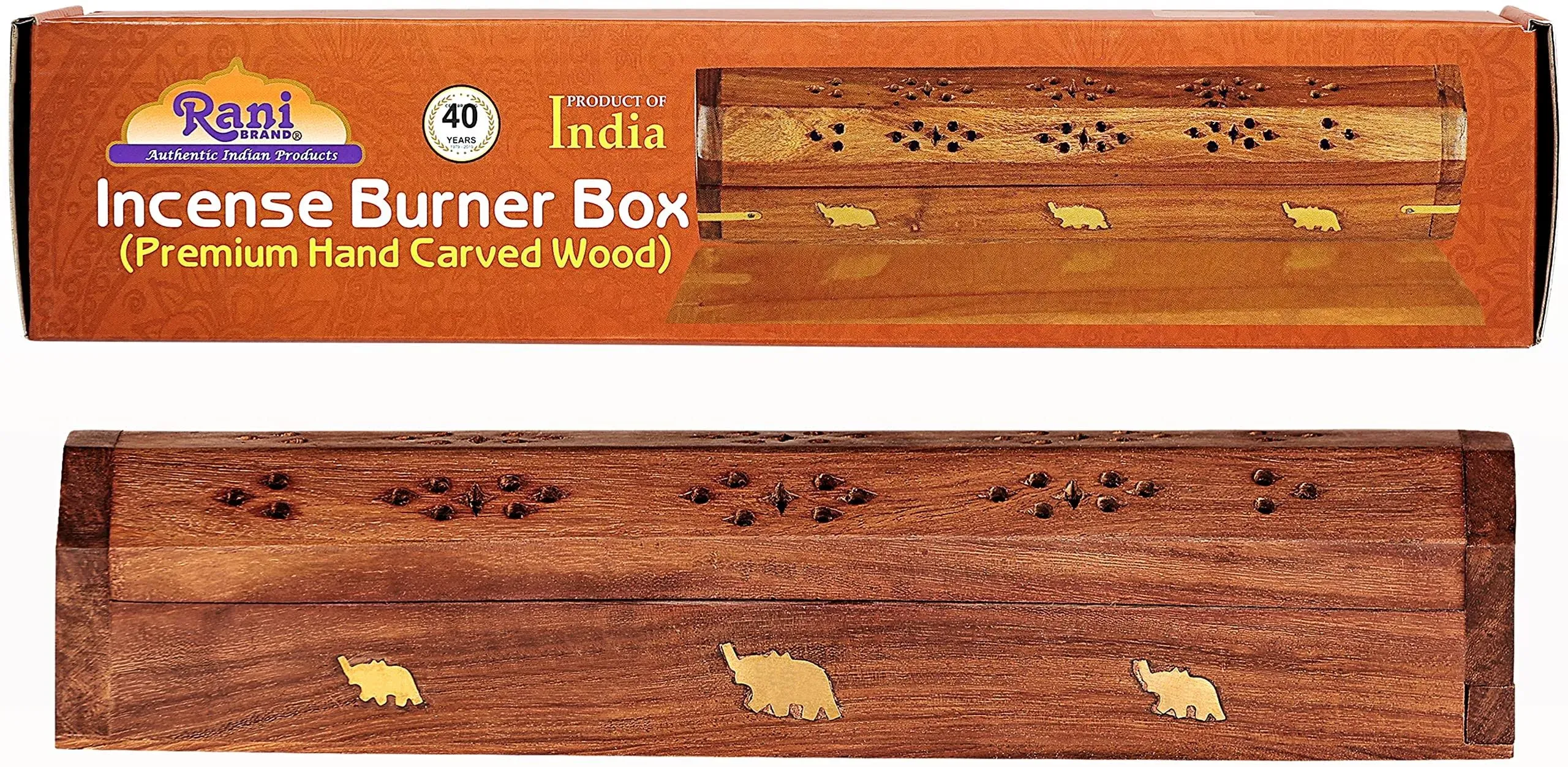 Rani Incense Burner Box (Premium Hand Carved Wood) Incense Stick Holder | Ash Catcher | Ideal for Meditation and Home Décor | Ritual Purpose | Makes a Great Gift!