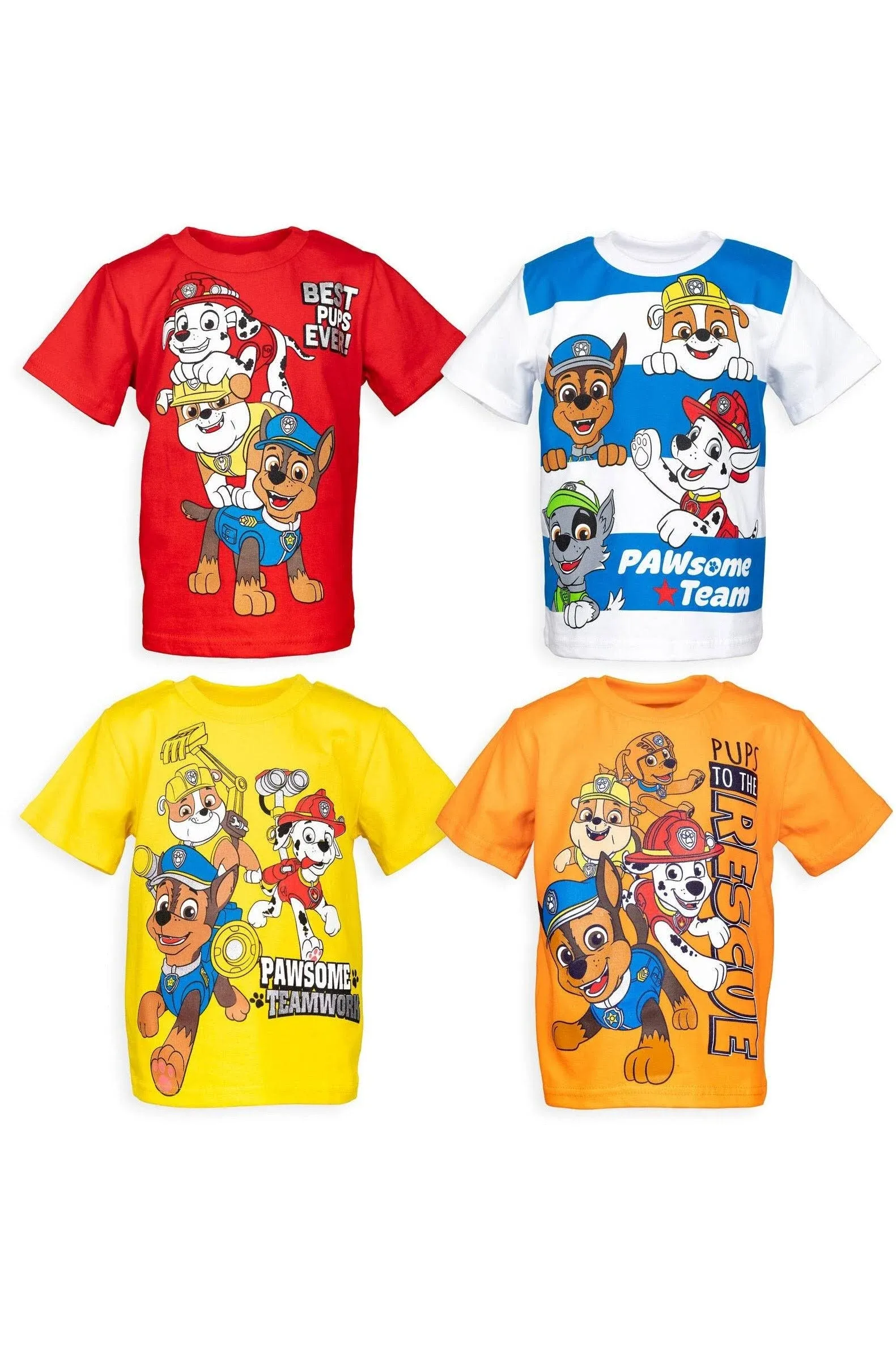 Paw Patrol Chase Marshall Rubble Little Boys 4 Pack Graphic T-shirts 7-8