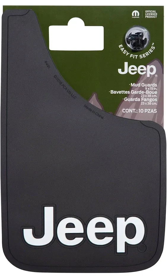 Plasticolor 000575R01 Jeep Logo Easy Fit Mud Guard -15 x 9 inch -Set of 2