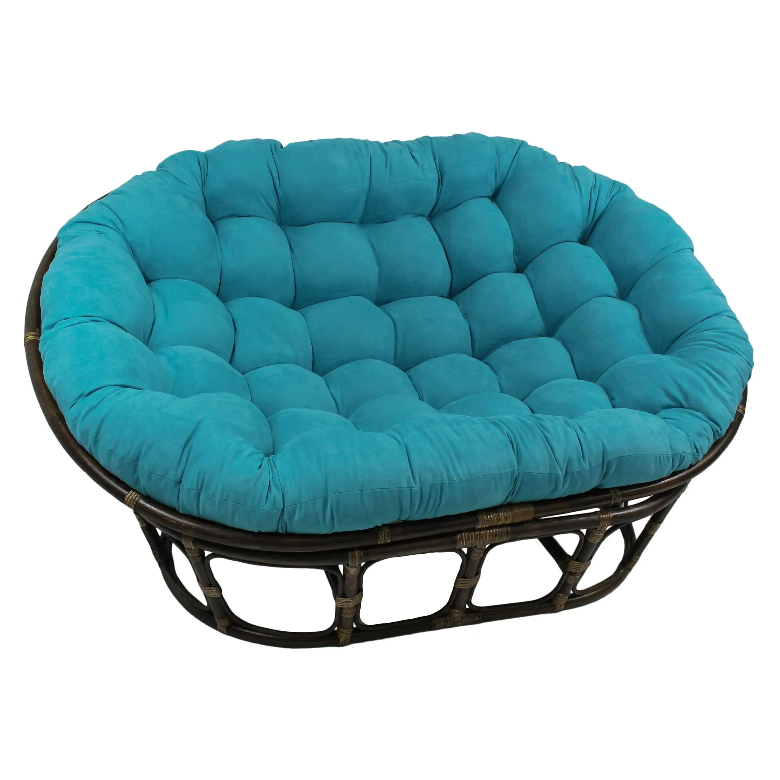 Blazing Needles 65 x 48 in. Solid MicroSuede Double Papasan Cushion, Aqua Blue