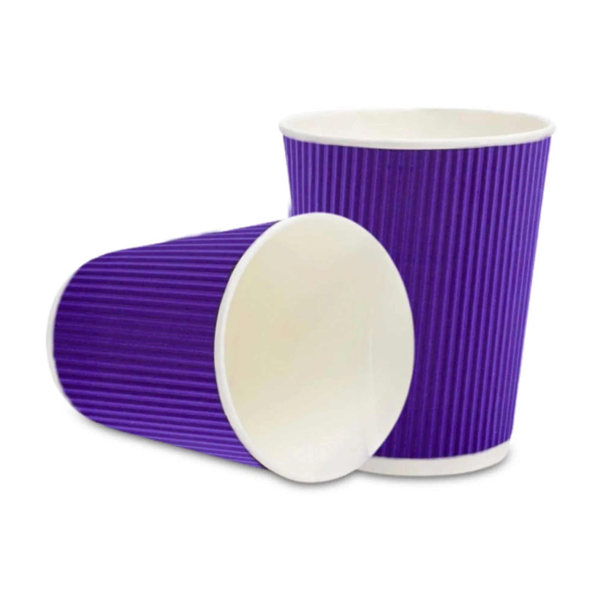 12 oz Royal Purple Paper Coffee Cup - Ripple Wall - 3 1/2" x 3 1/2" x 4 1/4" - 500 count box