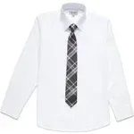 Kenneth Cole Reaction Big Boys Solid Classic Shirt and Tie Set - White, Black - Size 10R