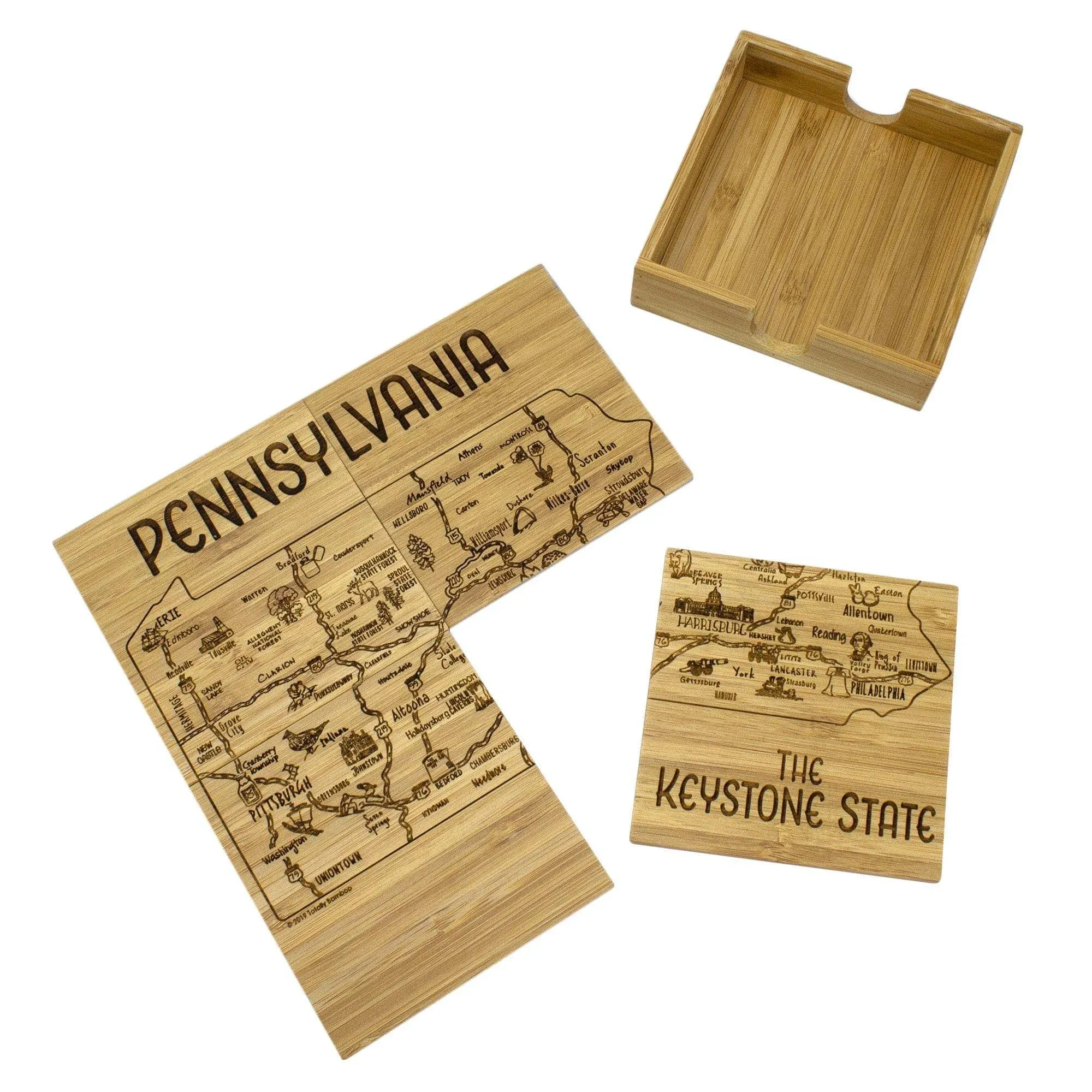 Totally Bamboo Pennsylvania State 4-pc. Coaster Set with Case