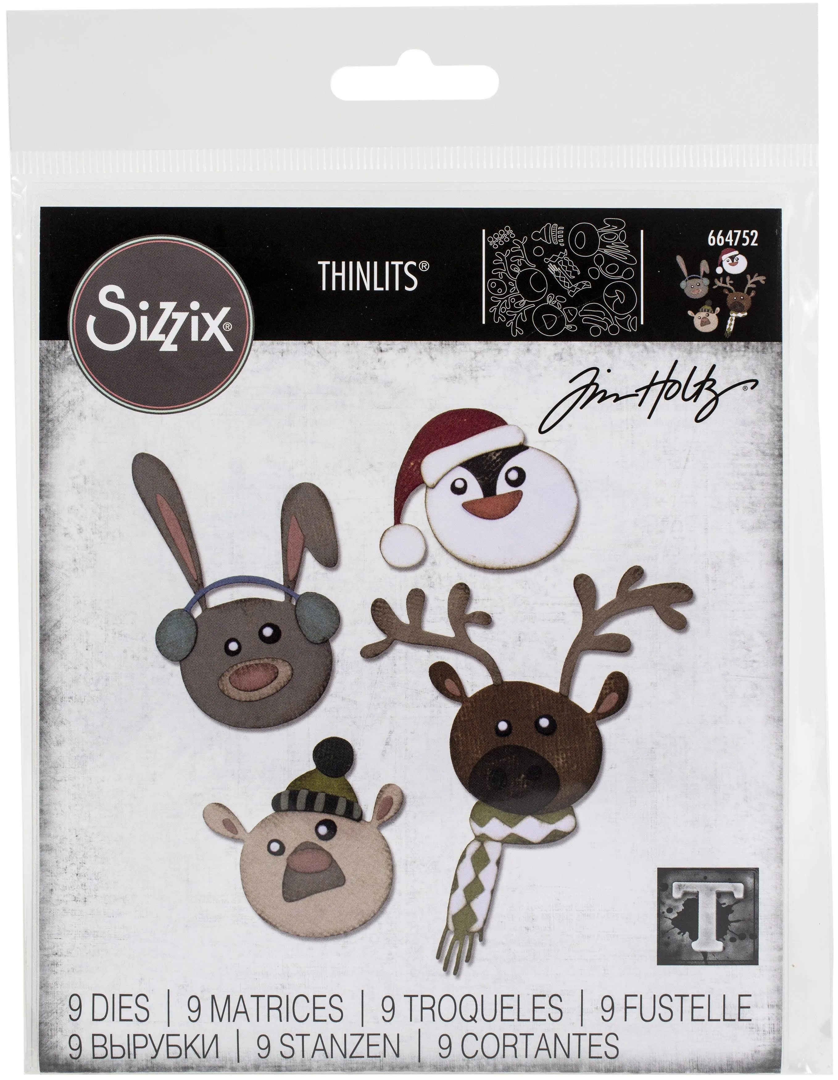 NEW Sizzix Thinlits Winter Critters Christmas Animal Die by Tim Holtz - 664752