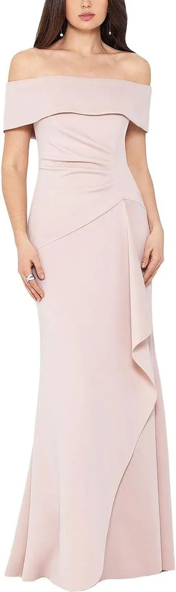 Xscape Womens Ruffled Wrap Formal Dress Pink 4