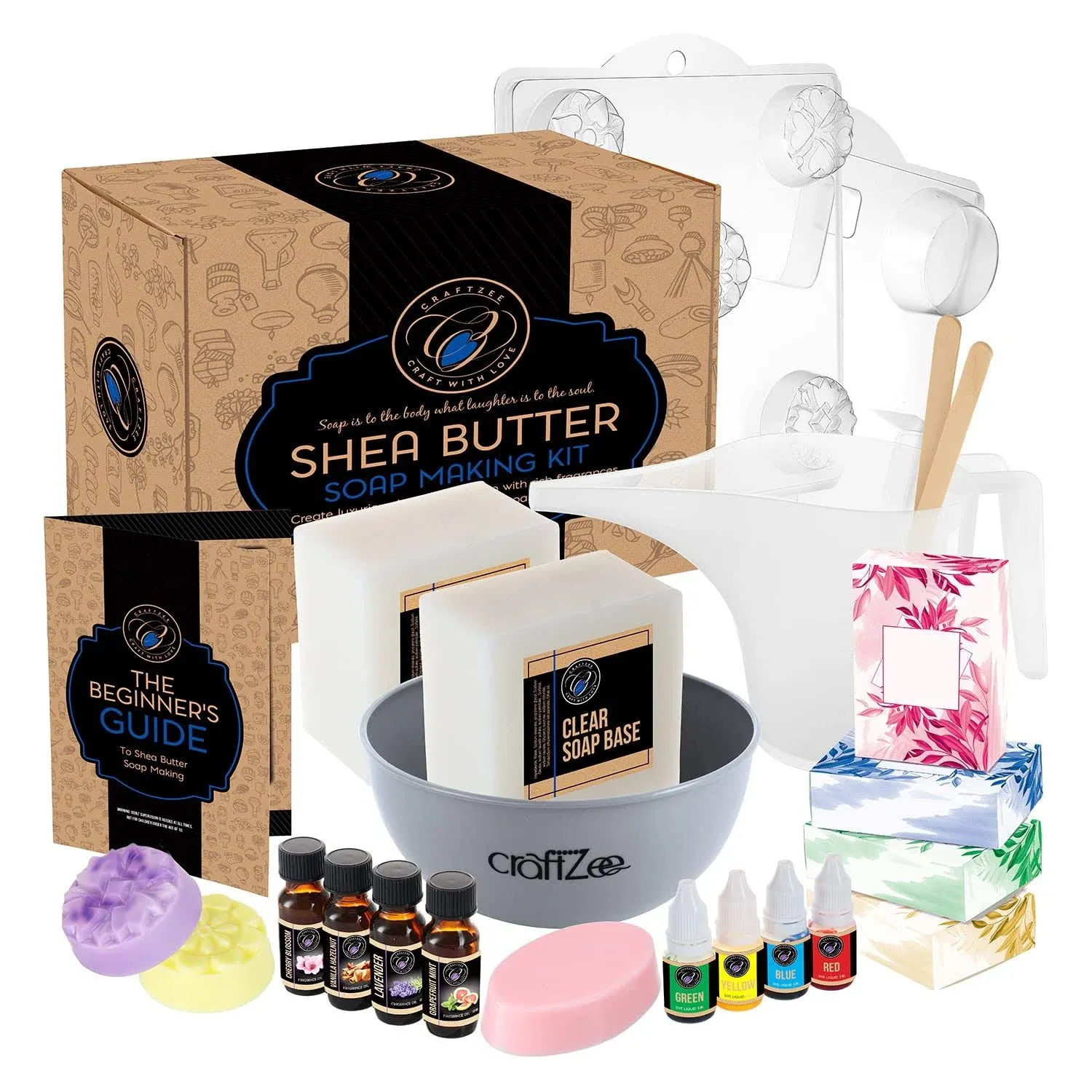 DIY Melt &amp; Pour Shea Butter Soap Making Kit by CraftZee: Includes 4 Fragrances,