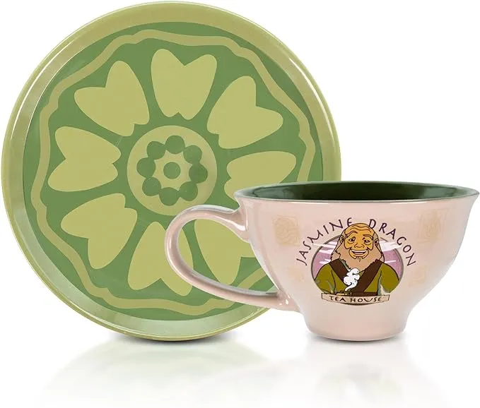 Silver Buffalo Avatar: The Last Airbender Jasmine Dragon 12-Ounce Ceramic Teacup and Saucer Set