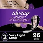 Always Discreet Boutique Incontinence Liners, Very Light Absorbency, Long Length, 96 Count