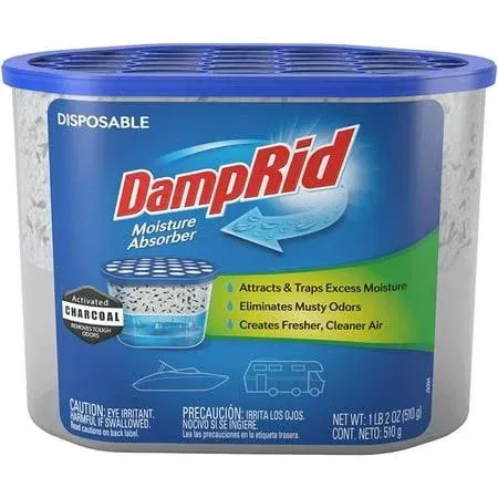 DampRid Fragrance Free Disposable Moisture Absorber with Activated Charcoal, 18 oz (Pack of 3) Moisture Absorber & Odor Remover, Lasts Up To 60 Days, No Electricity Required