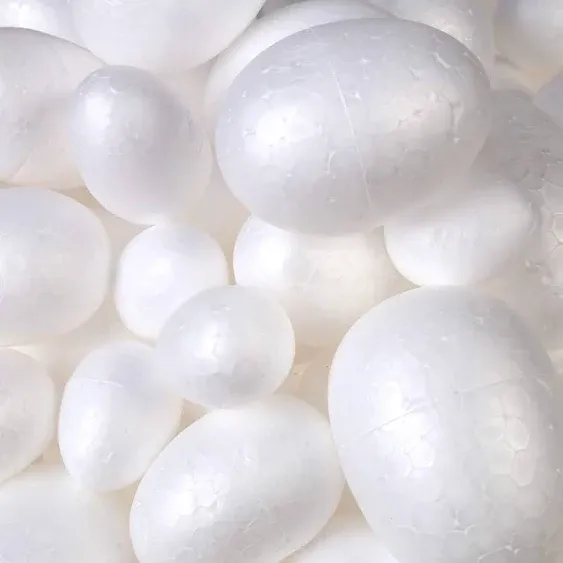 DIYASY 50 Pcs Foam Eggs,3.5-7cm White Foam Eggs Shape Smooth Mixed Craft Making Eggs for DIY and Easter Decoration.