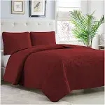 Mellanni Bedspread Coverlet Set Burgundy - Reversible Bedding Cover - Oversized Quilt Set, 3 Piece, King / Cal King, Burgundy