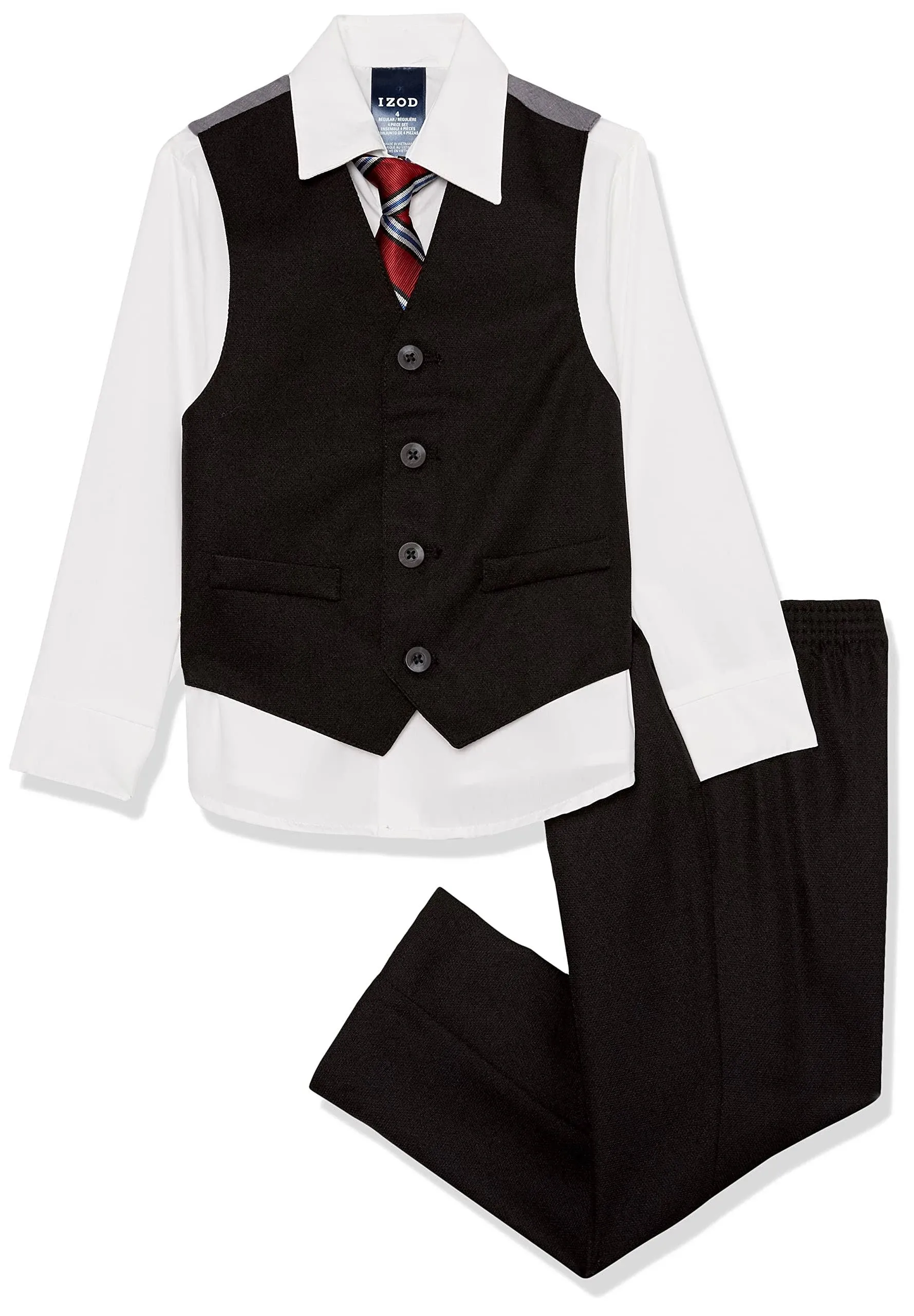 Boys 4-12 Izod Vest, Shirt, Pants & Tie Set, Boy's, Size: 6, Black