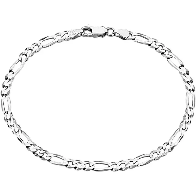 Savlano 925 Sterling Silver Italian Solid Figaro Link Chain Bracelet For Men & Women - Made in Italy Comes With Savlano Gift Box