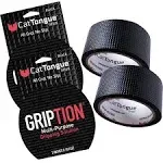 CATTONGUE GRIPS Non-Abrasive Anti Slip Grip Tape – 2” Thick Heavy Duty Tape for Indoor & Outdoor, Customizable, Waterproof, & Durable Anti-Slip Tape (Black, 20ft)