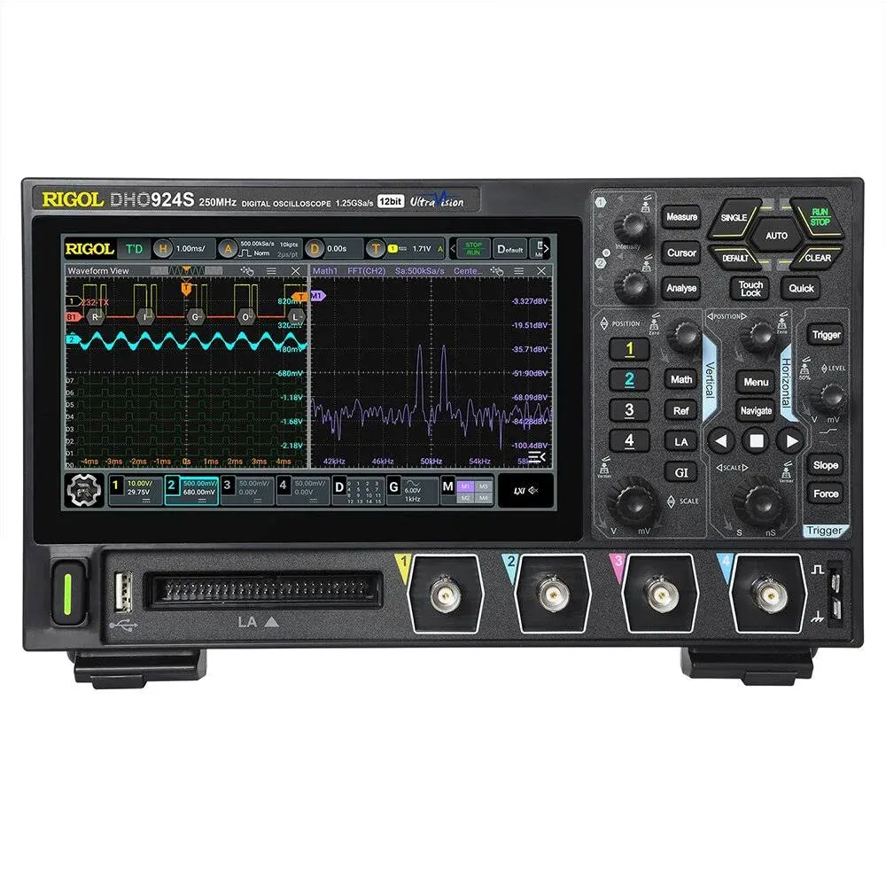 DHO924S Digital Oscilloscope 250 MHz 4 Analog Channels High Definition Display 12 ...