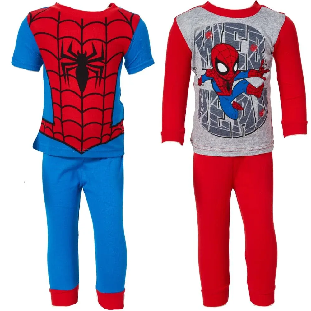 Spider-Man Spiderman Baby and Toddler Boy Pajamas, 4-Piece, Sizes 12m-5t, Infant Boy's, Size: 2T, Red