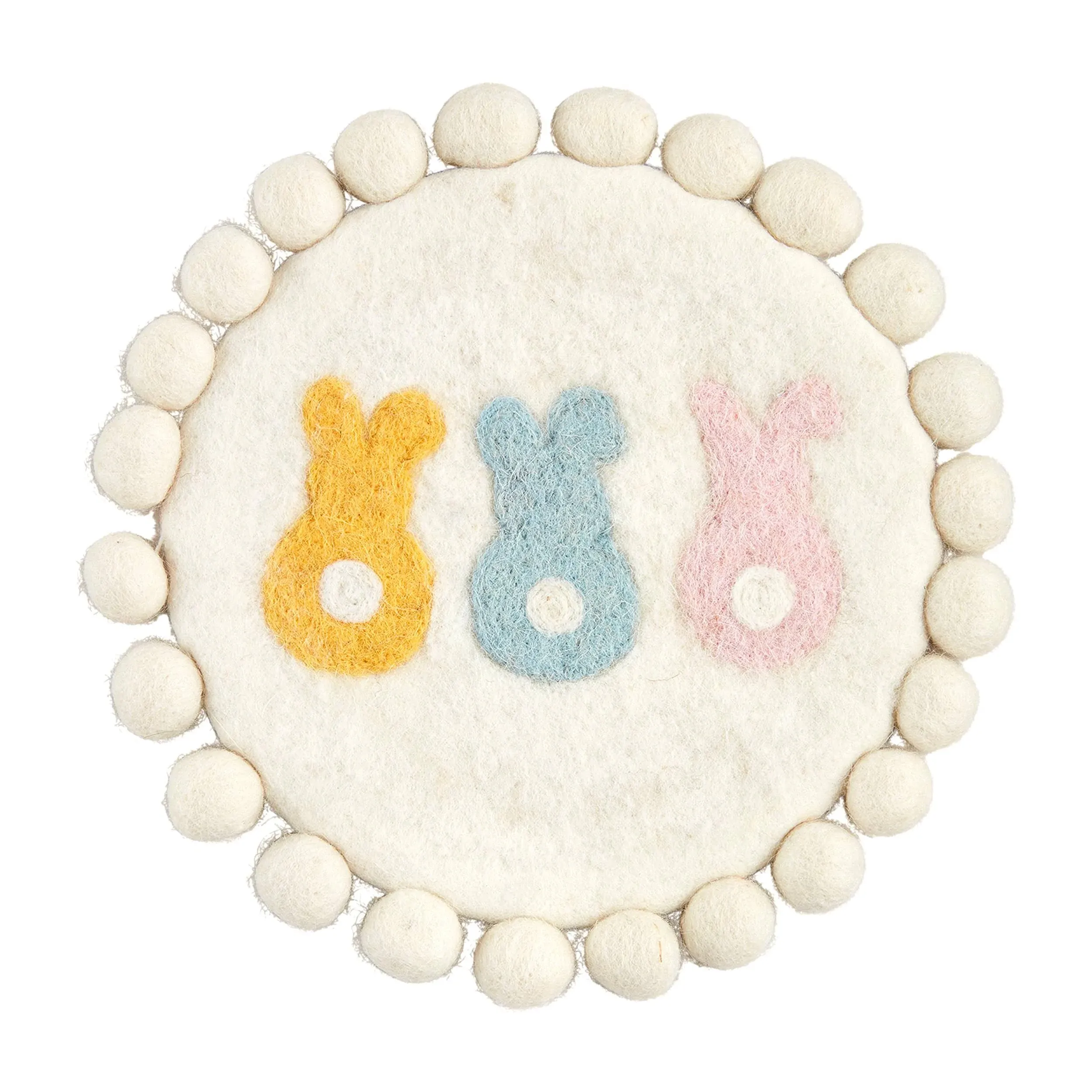 White Bunny Wool Trivet