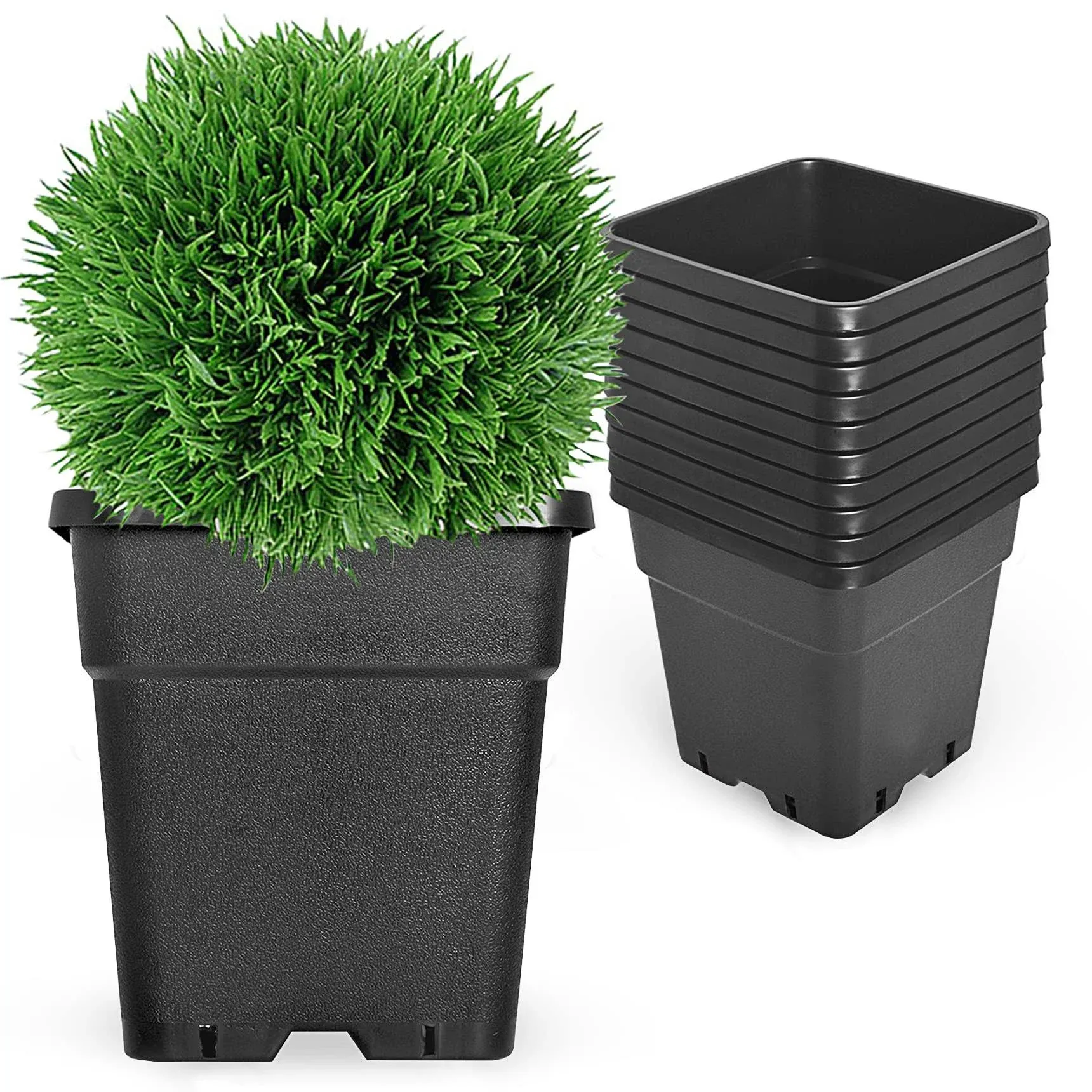 RainMan S 10-Pack 9.77 Gallon Square Planter Nursery Pots, Flower Plant Molded