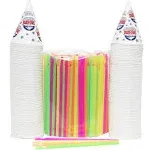 200 Snow Cone Cups 6 Oz and 200 Spoon Straws