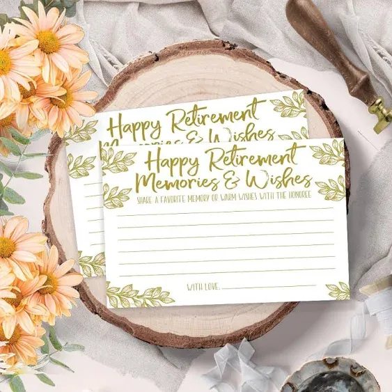 m&h invites Retirement Memories and Wishes Cards (50 Count) - Retirement Party Activity