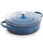 Crock Pot Artisan Enameled 5 Quart Cast Iron Round Braiser Blue 5 Quart