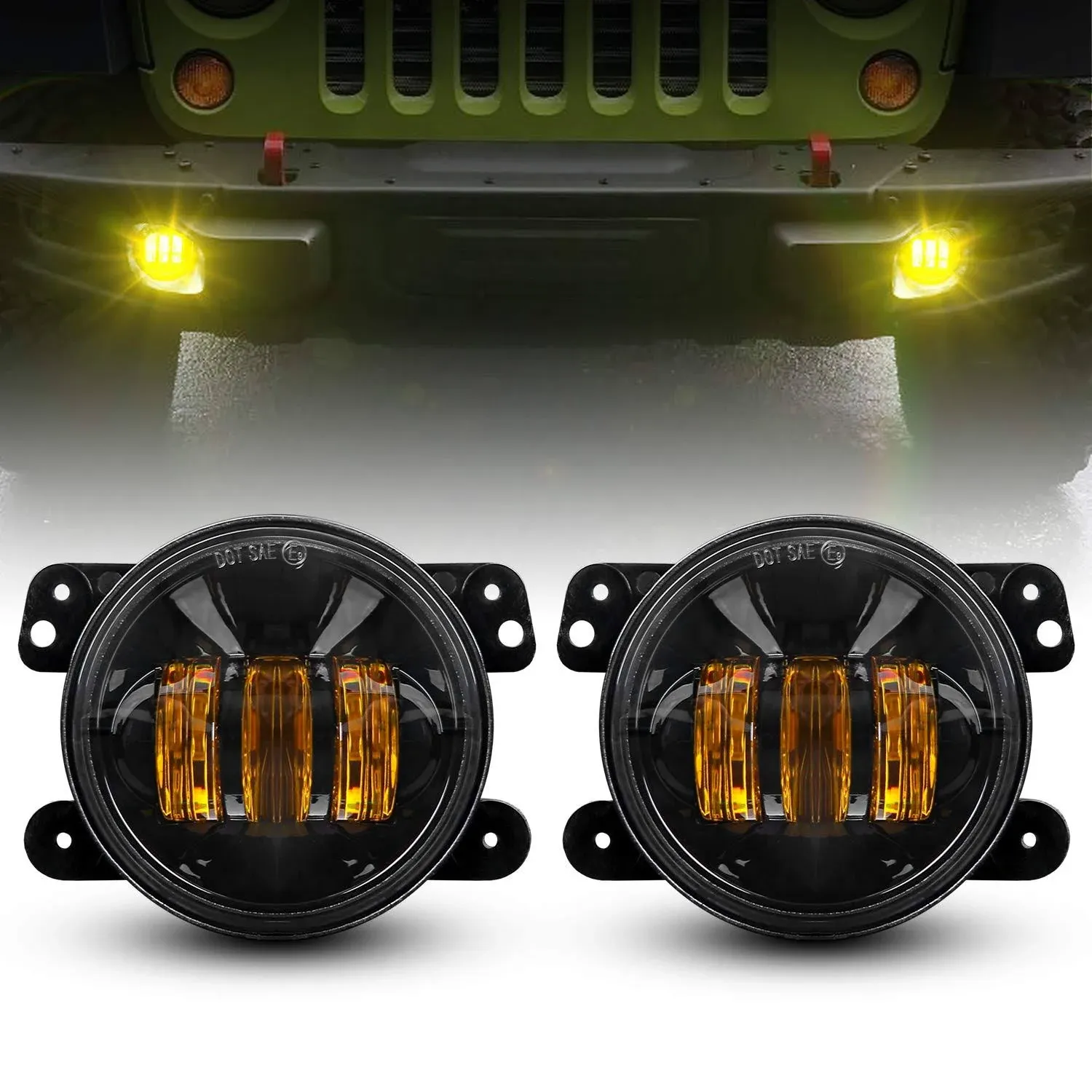 60w Amber 4 Inch Led Fog Lights Front Bumper Replacements Fog Lamps For 20072018