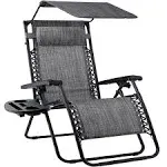 Zero Gravity Chair, Folding Recliner with Adjustable Canopy Shade,  Grey