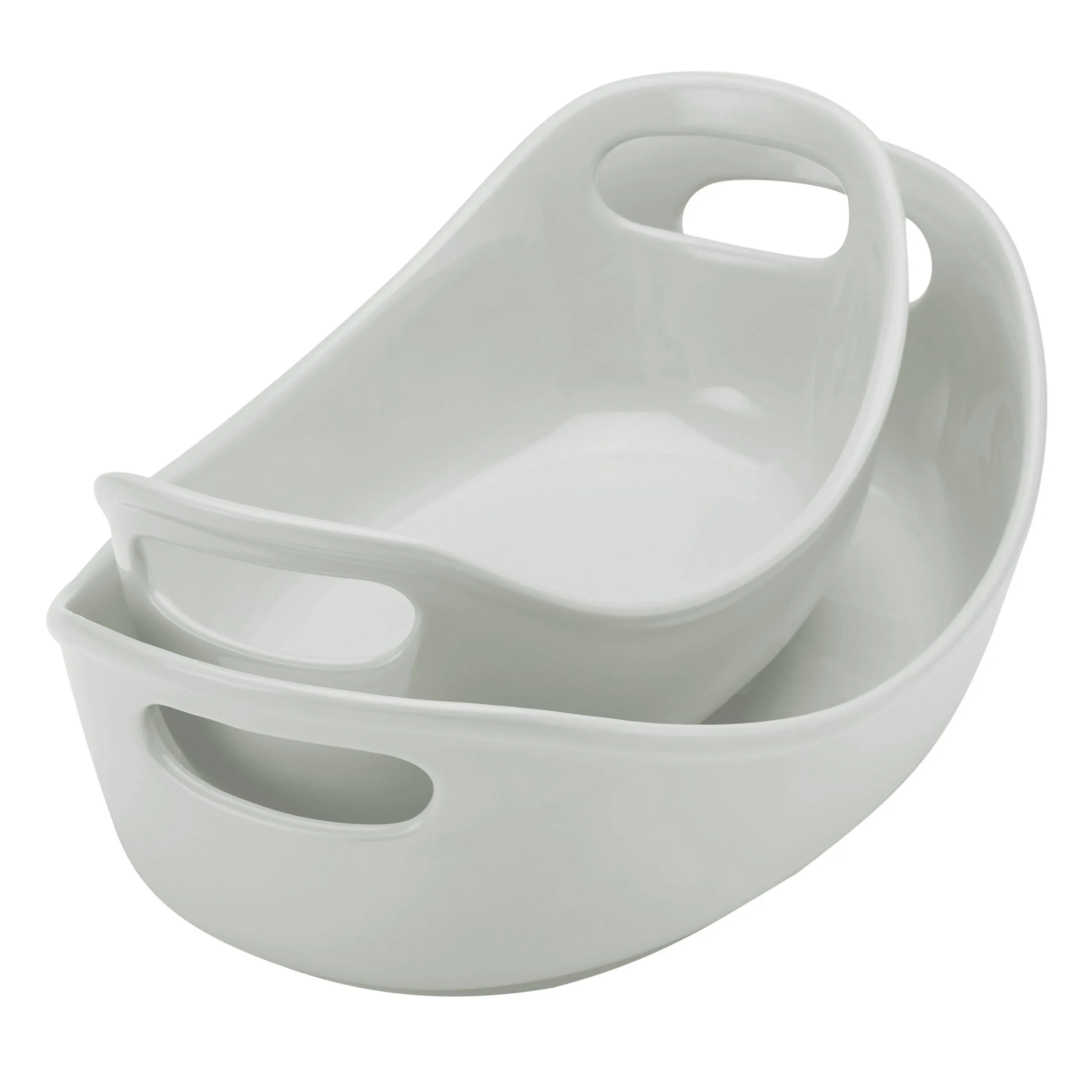 Rachael Ray Bubble & Brown 2-Piece Oval Baker Set - Light Sea Salt Gray