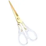 Stylish Acrylic Gold Multipurpose Scissors Stainless Steel 6.3 Inches Office Scissors Desktop Stationery for Cutting Heavy Duty Leather Arts Fabric Crafts Scissors (Gold)