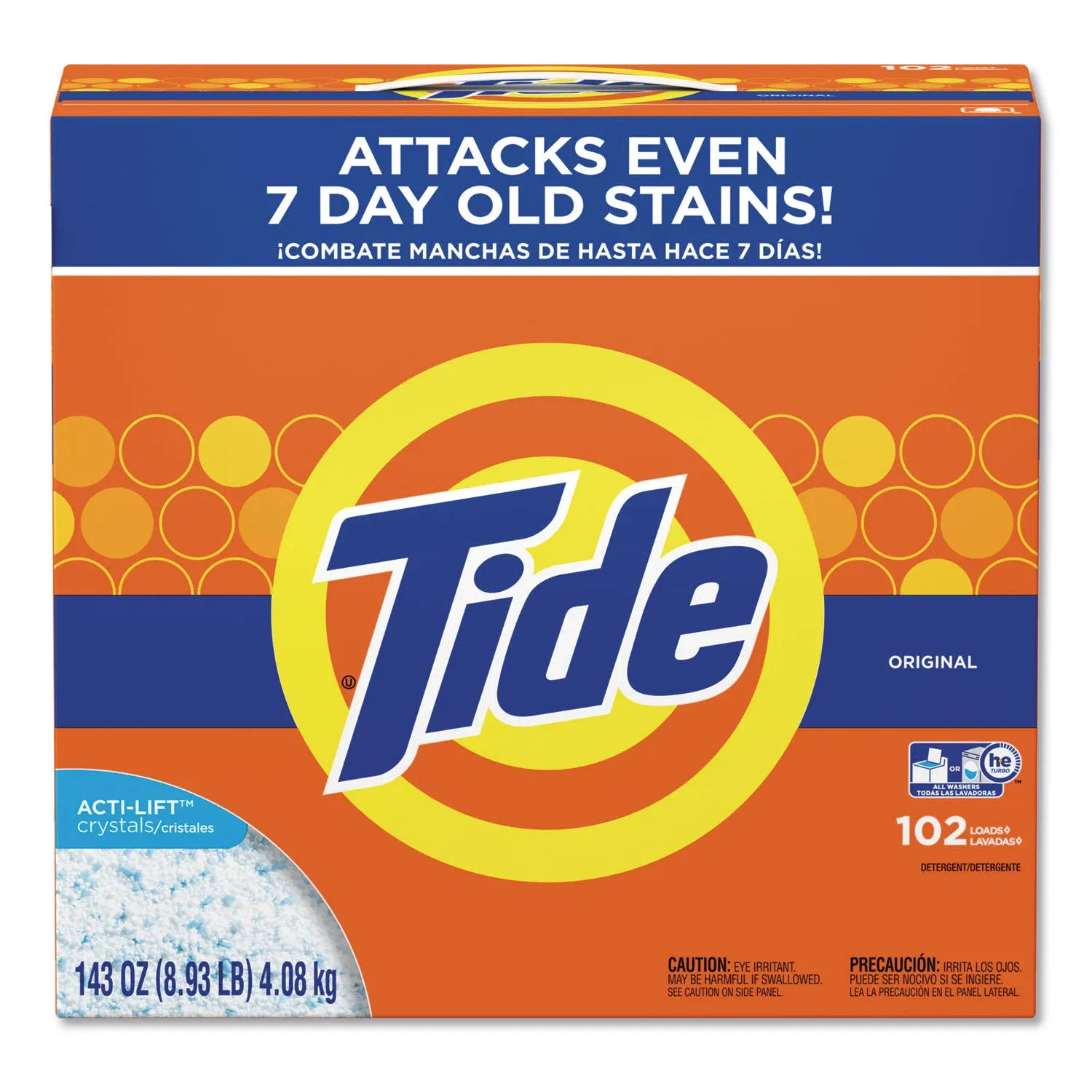 Tide Powder Laundry Detergent, Original Scent, 143 oz Box, 2/Carton