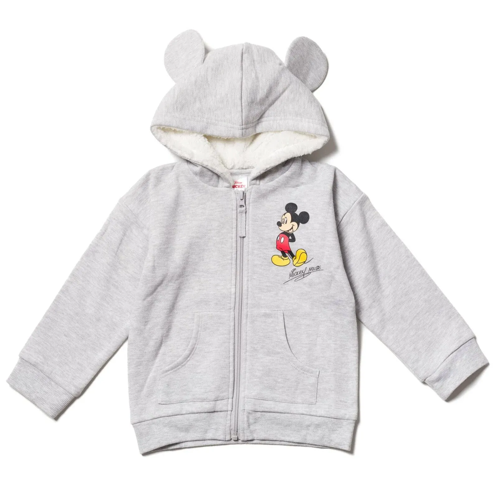 Disney Mickey Mouse Little Boy Girl Kids Fleece Zip Up Hoodie Gray 7-8