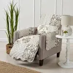 Great Bay Home Patchwork Scalloped Reversible Recliner Pet Furniture Protector - Taupe