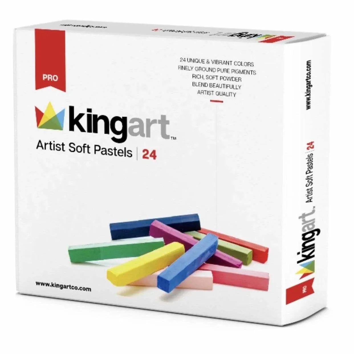 KINGART Pro Artist Soft Pastels, Unique &amp; Vibrant Colors, Drawing, Blending, Layering, Shading, All Skill Levels, 24 pc.