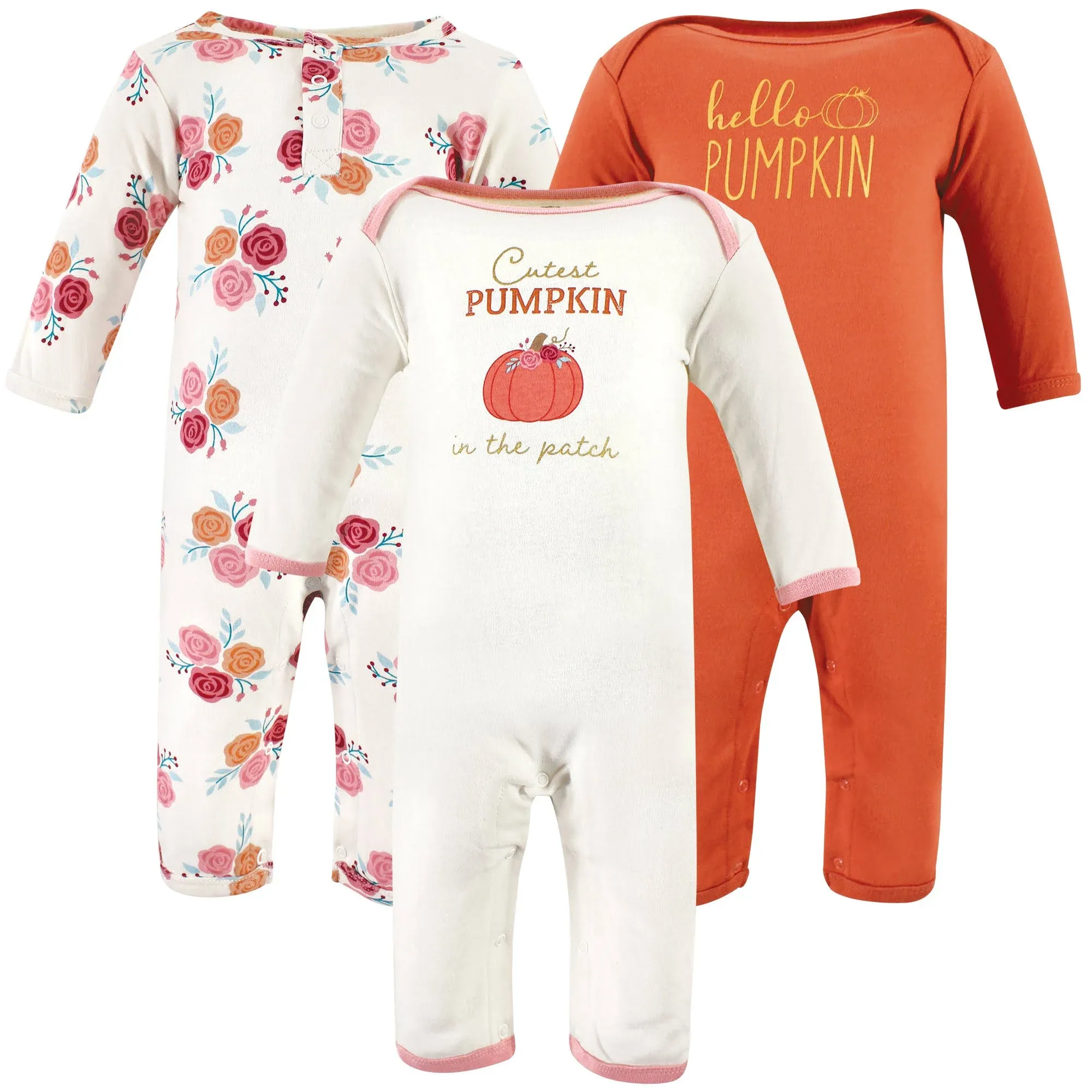 Hudson Baby Infant Girls Cotton Coveralls, Cutest Pumpkin, 3-6 Months