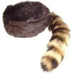 COONSKIN CAP Real Tail Adult Youth Raccoon Coon Hat Davy Crocket Daniel Boon