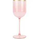 12oz Plastic Wine Goblets with Gold Rim