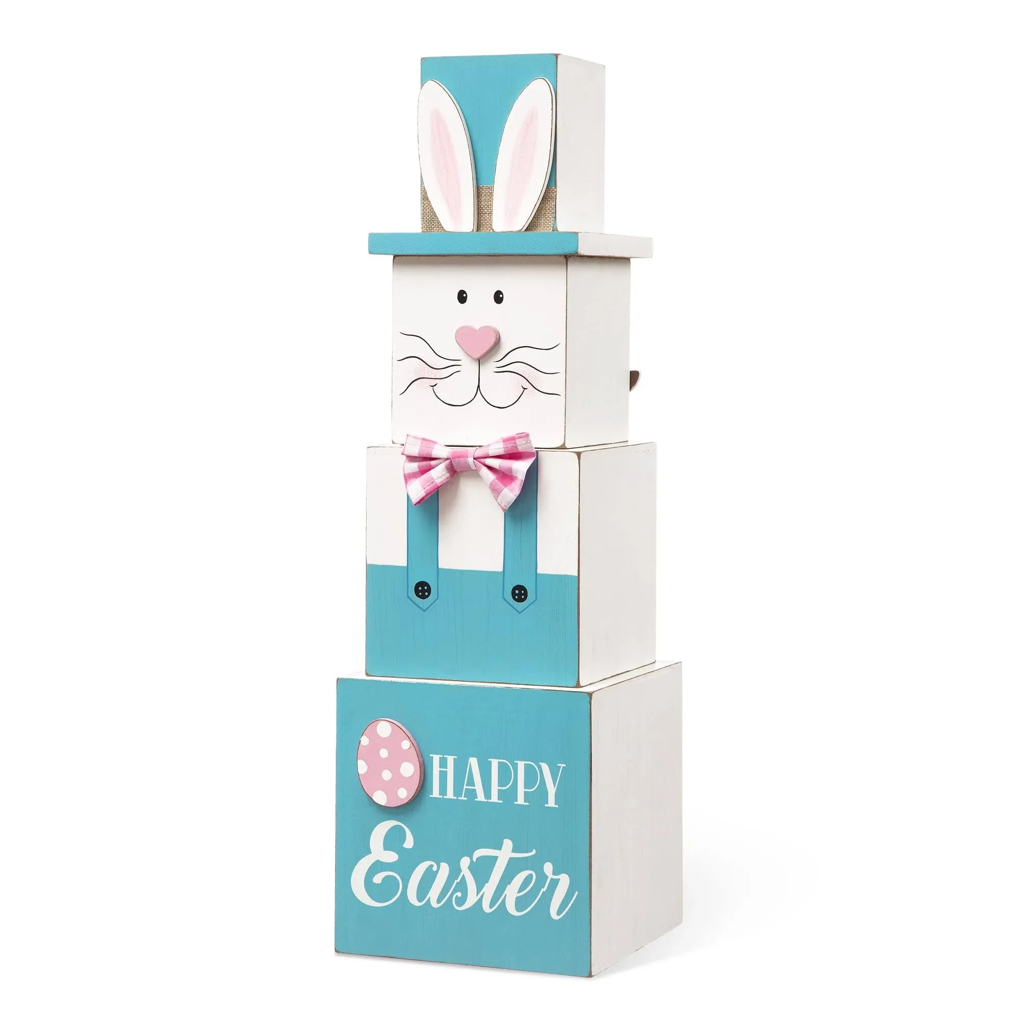 24"h Double Sided Wooden Porch Decor Easter And July Fourth In Multi