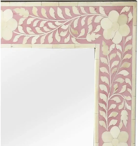 Vivienne Bone Inlay Wall Mirror, Pink