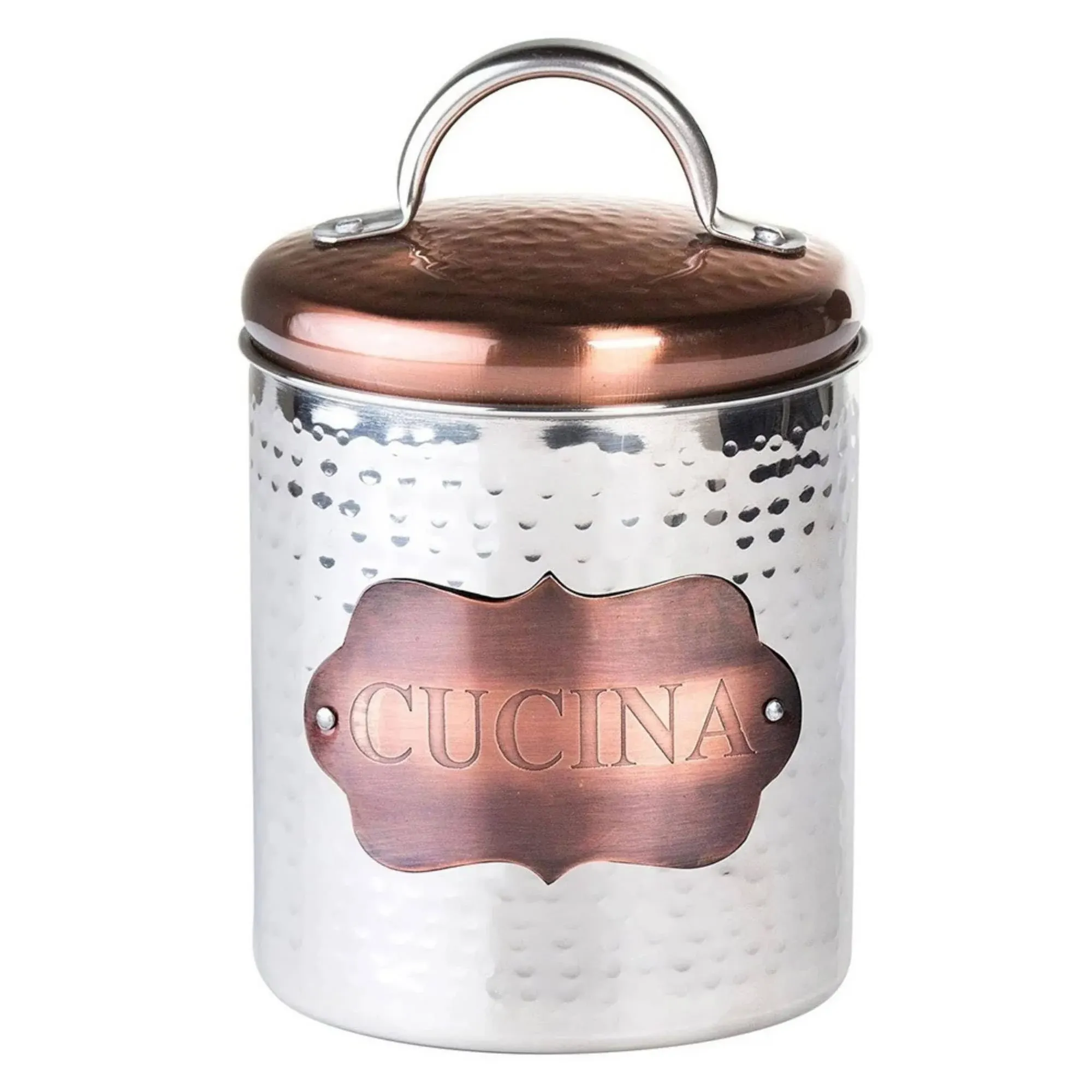 Amici Home Cucina Collection Metal Storage Canister, 38-Ounce - Silver/Bronze