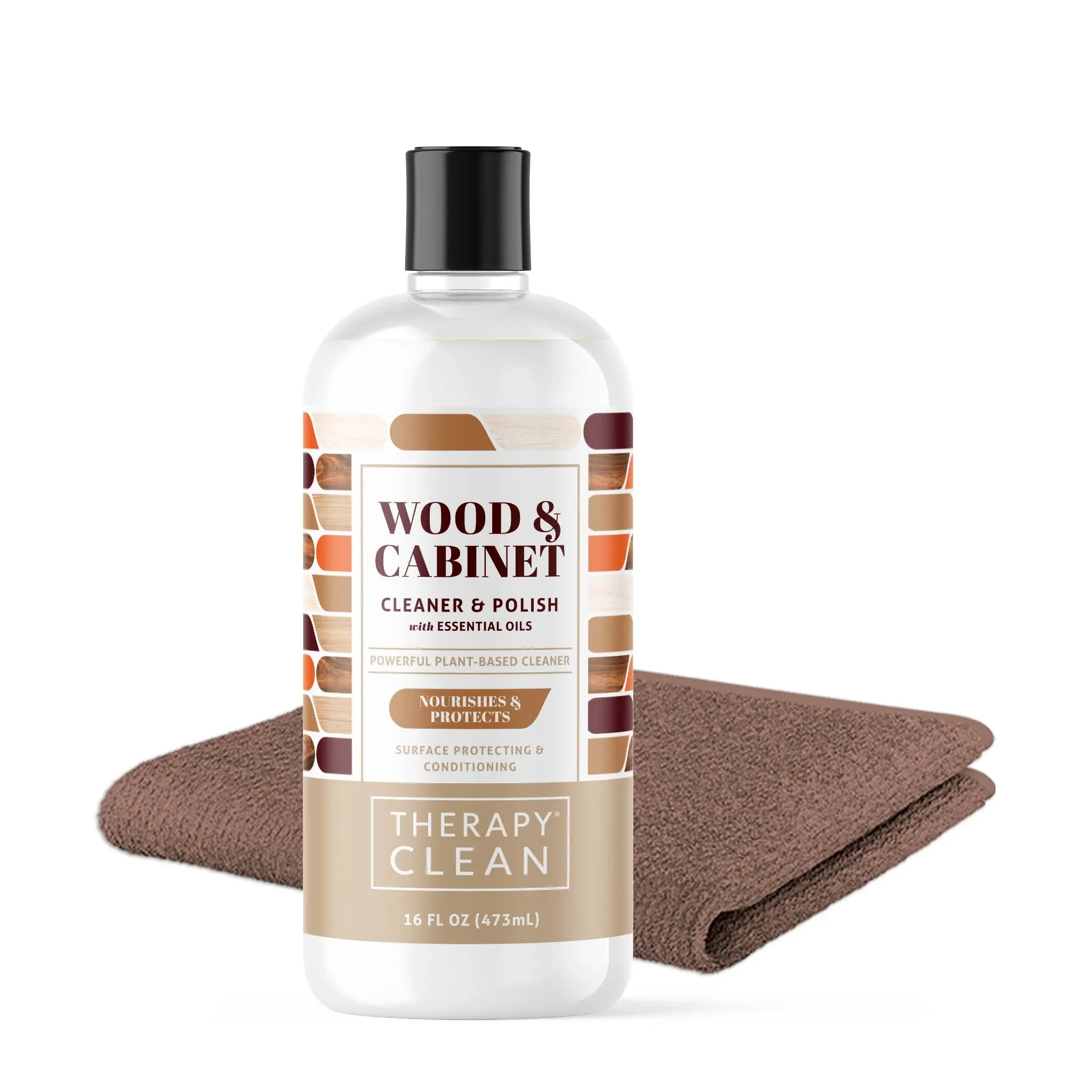 Therapy Wood Cleaner and Polish Kit 16 oz. - Premium Microfiber Included - Almond Scent - Furniture, Cabinet and Table Restorer