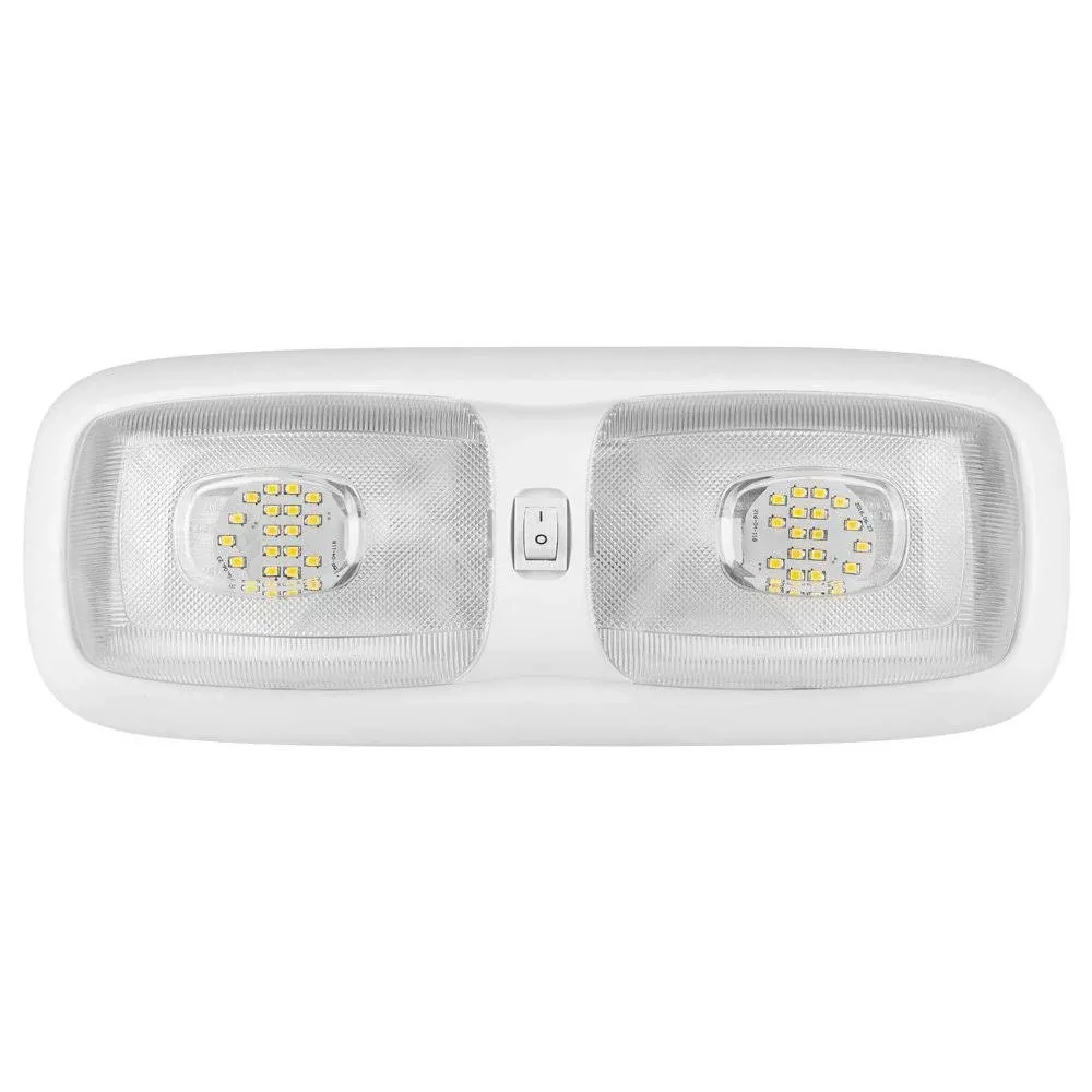 Lumitronics LED Euro Style RV Ceiling Dome Light - Double - White